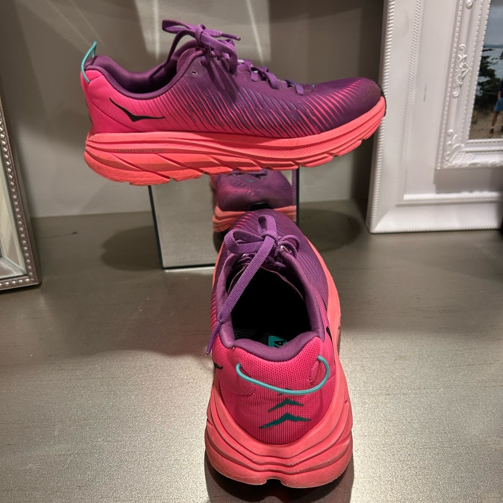 Hoka Rincon 3 Women's Pink and Purple Cushioning Running Shoes - Picture 6 of 14